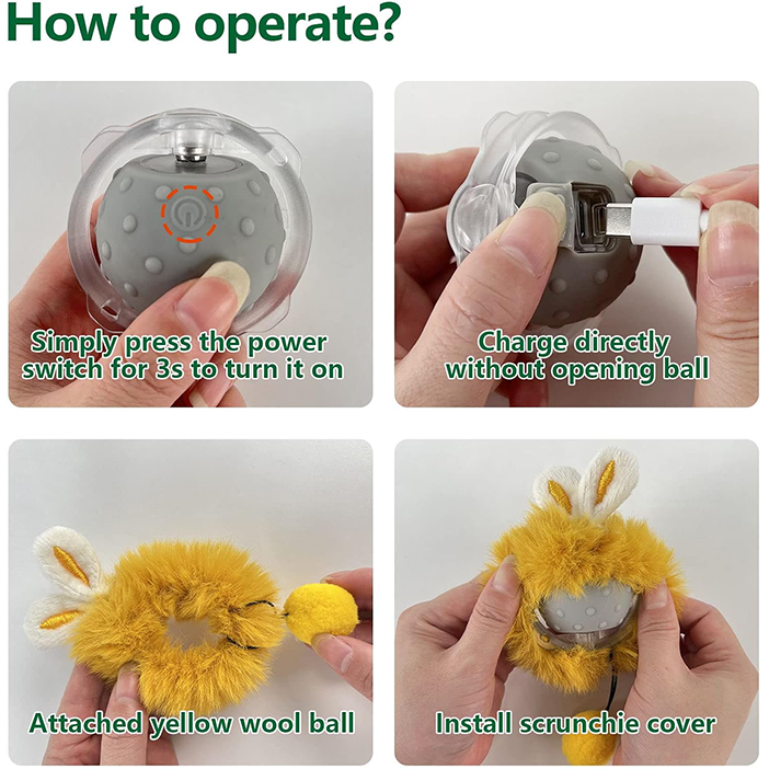 Plush electric cat toy ball