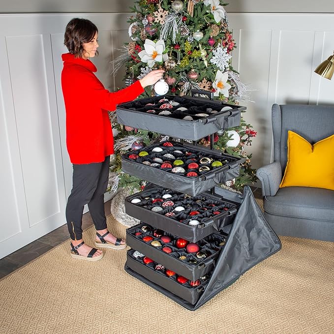5-tray telescopic Christmas ornament storage bag - can hold 120 ornaments