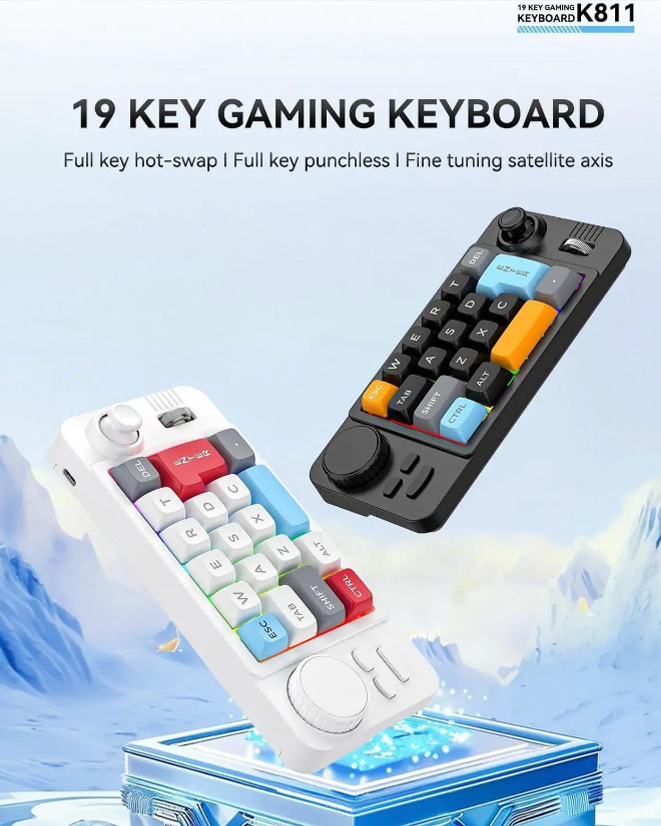 19-key hot-swappable keyboard with programmable macros