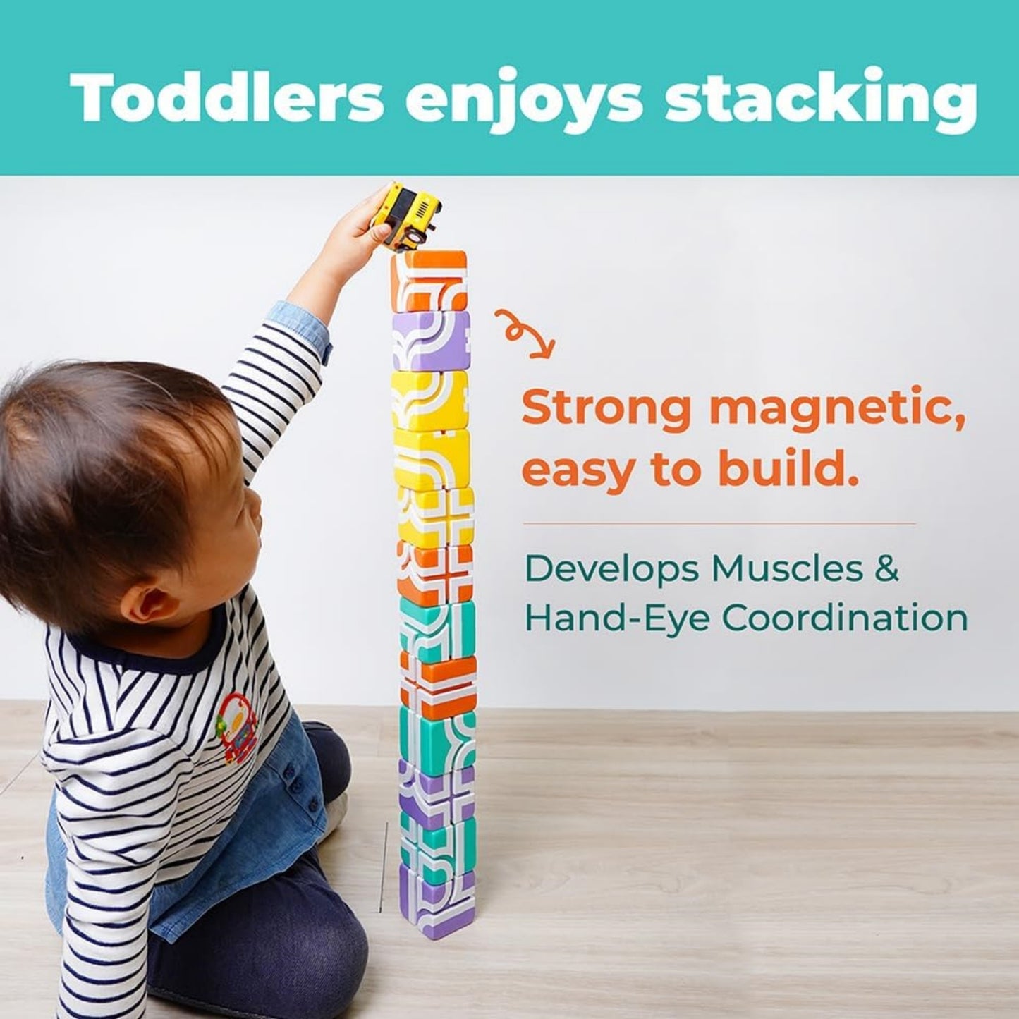 3D colored magnetic building blocks build educational STEM toys