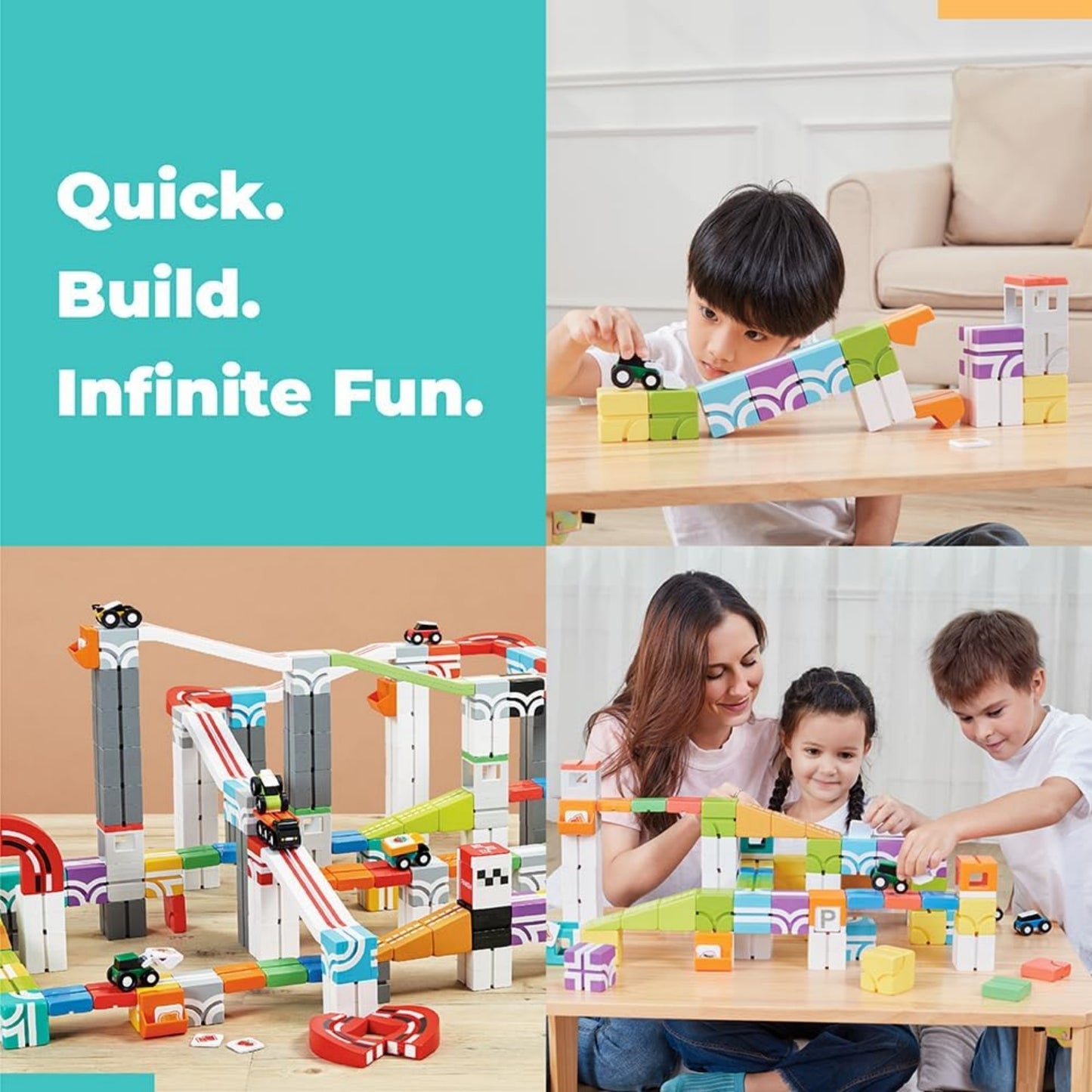 3D colored magnetic building blocks build educational STEM toys