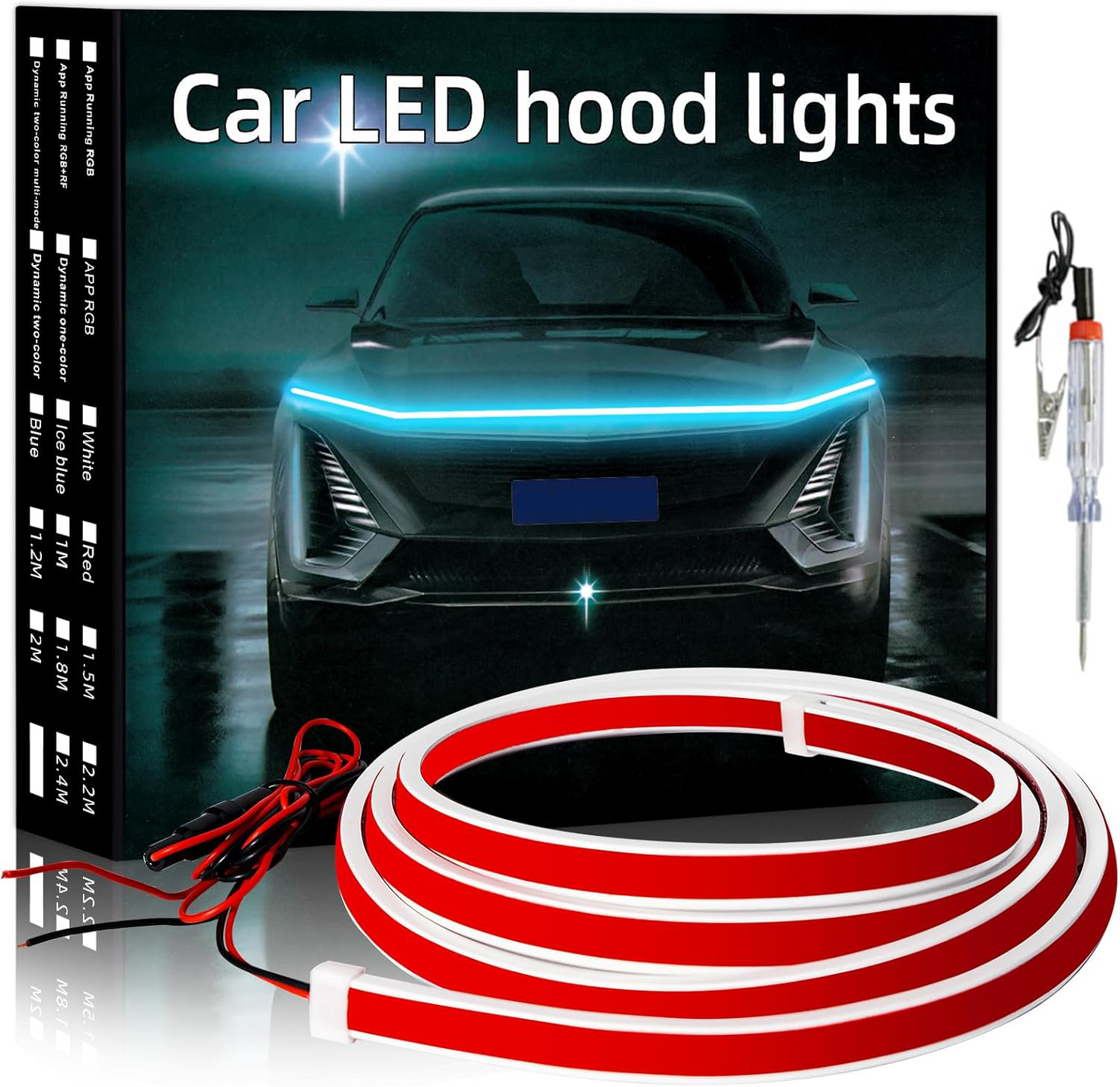 RGB Car Hood Light Strip – Dynamic Multicolor Waterproof LED Kit