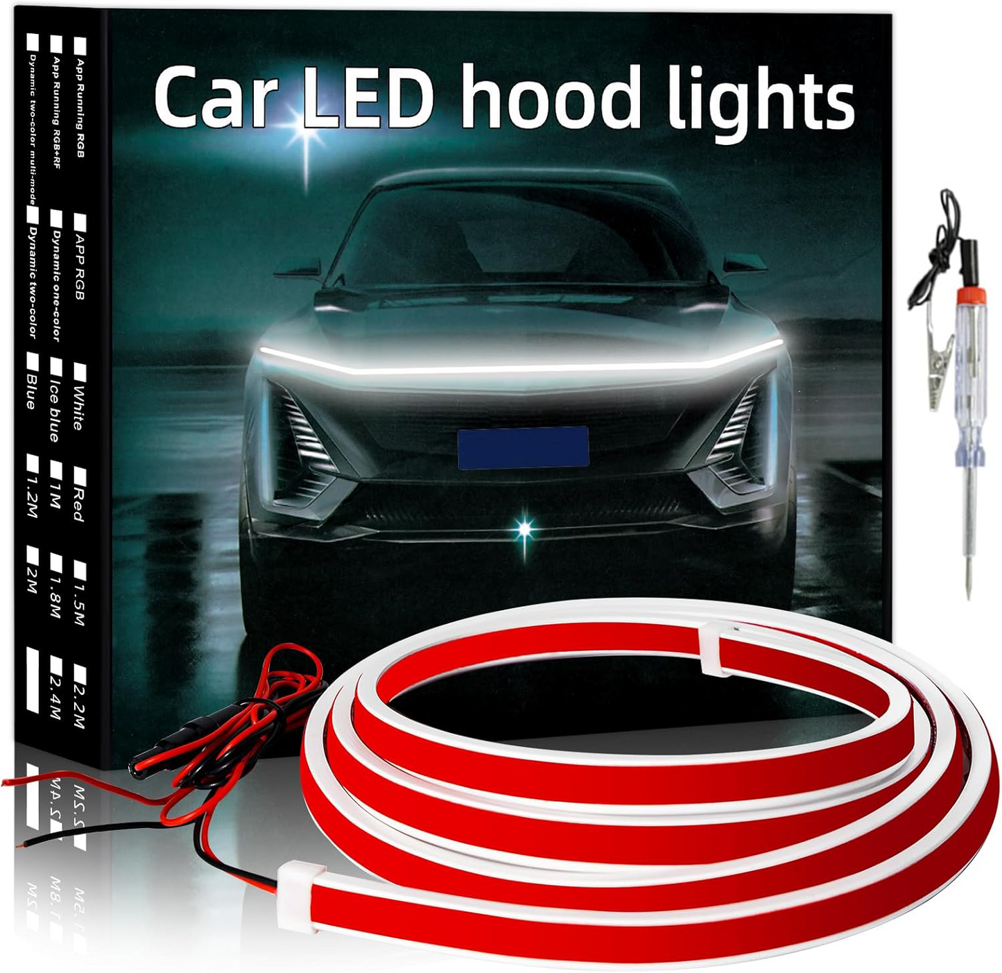 RGB Car Hood Light Strip – Dynamic Multicolor Waterproof LED Kit