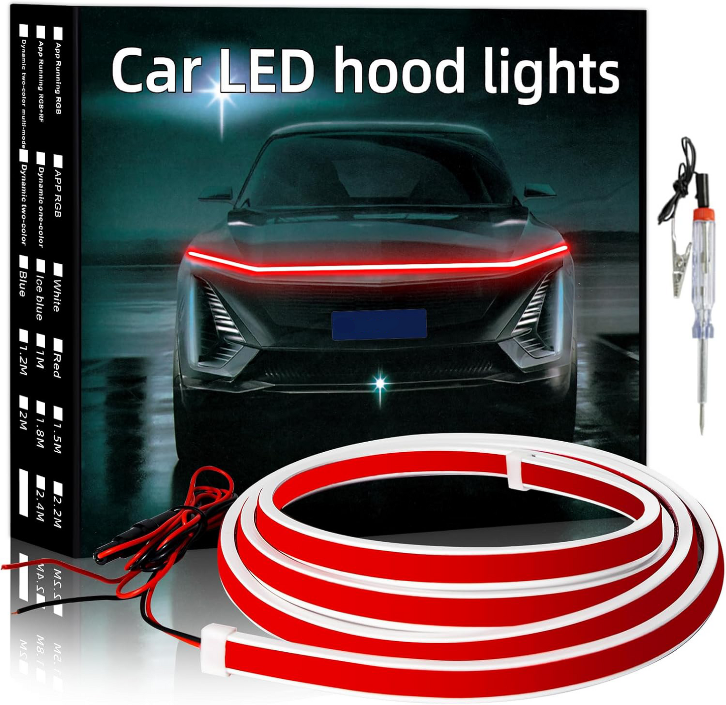 RGB Car Hood Light Strip – Dynamic Multicolor Waterproof LED Kit