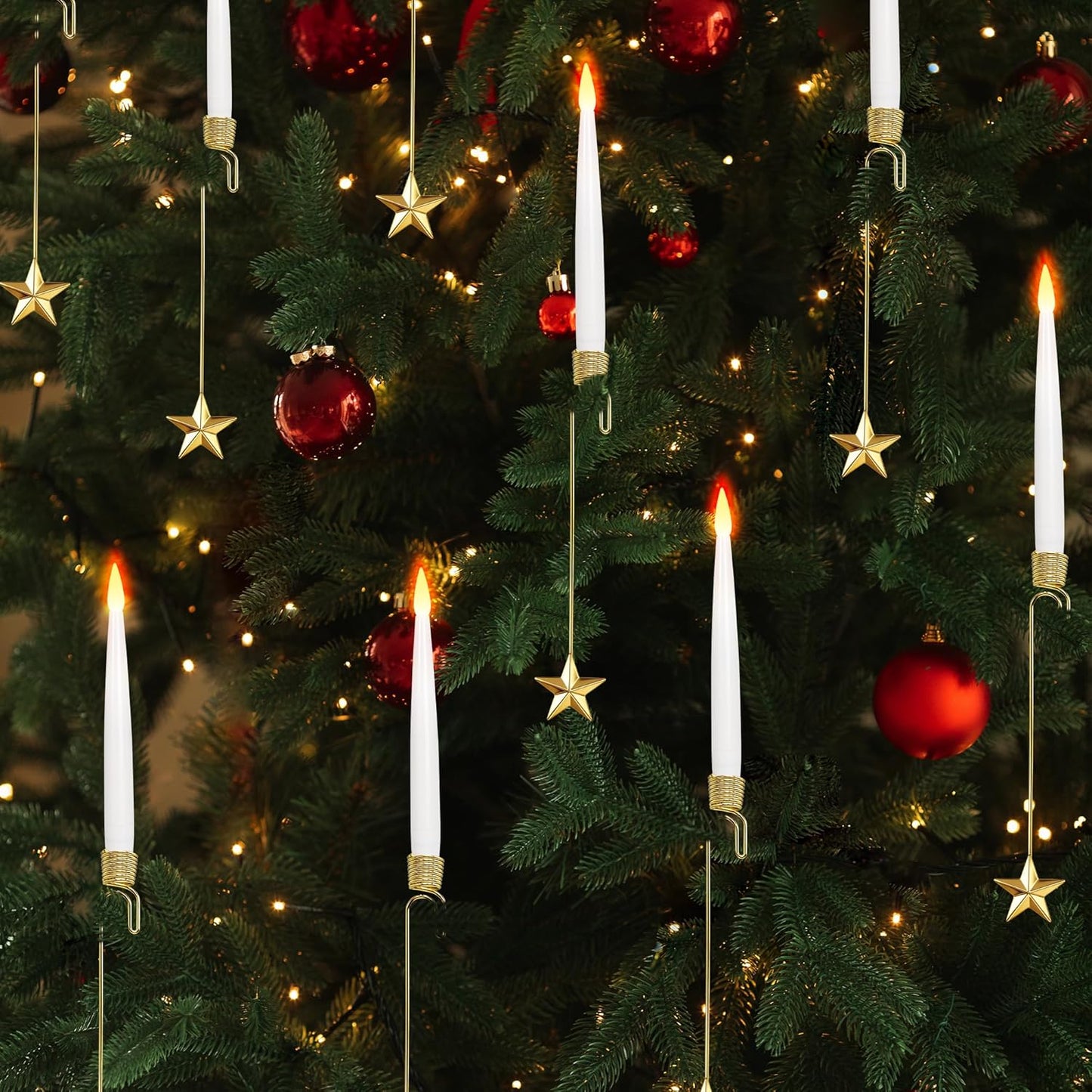 10-Pack Flameless Taper Candles for Christmas Tree Decoration – Battery Operated LED Candles