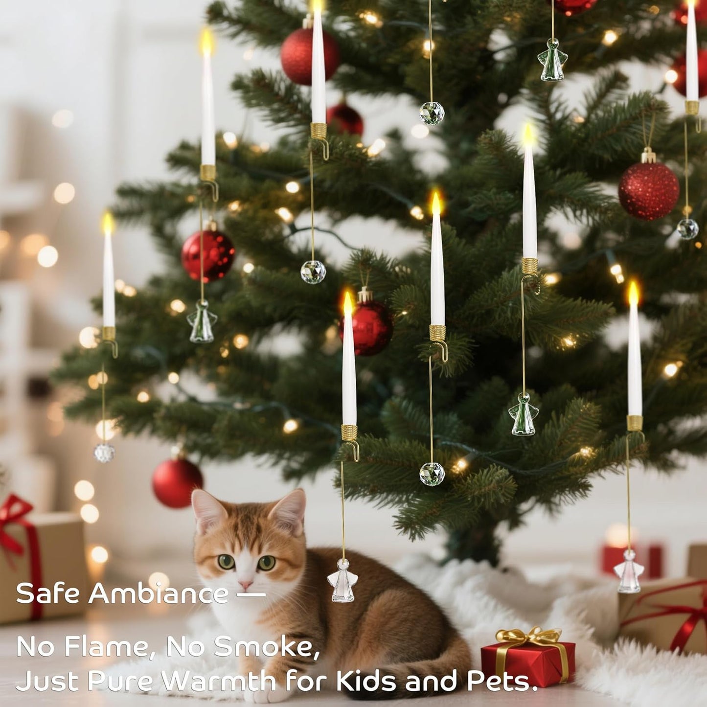 10-Pack Flameless Taper Candles for Christmas Tree Decoration – Battery Operated LED Candles