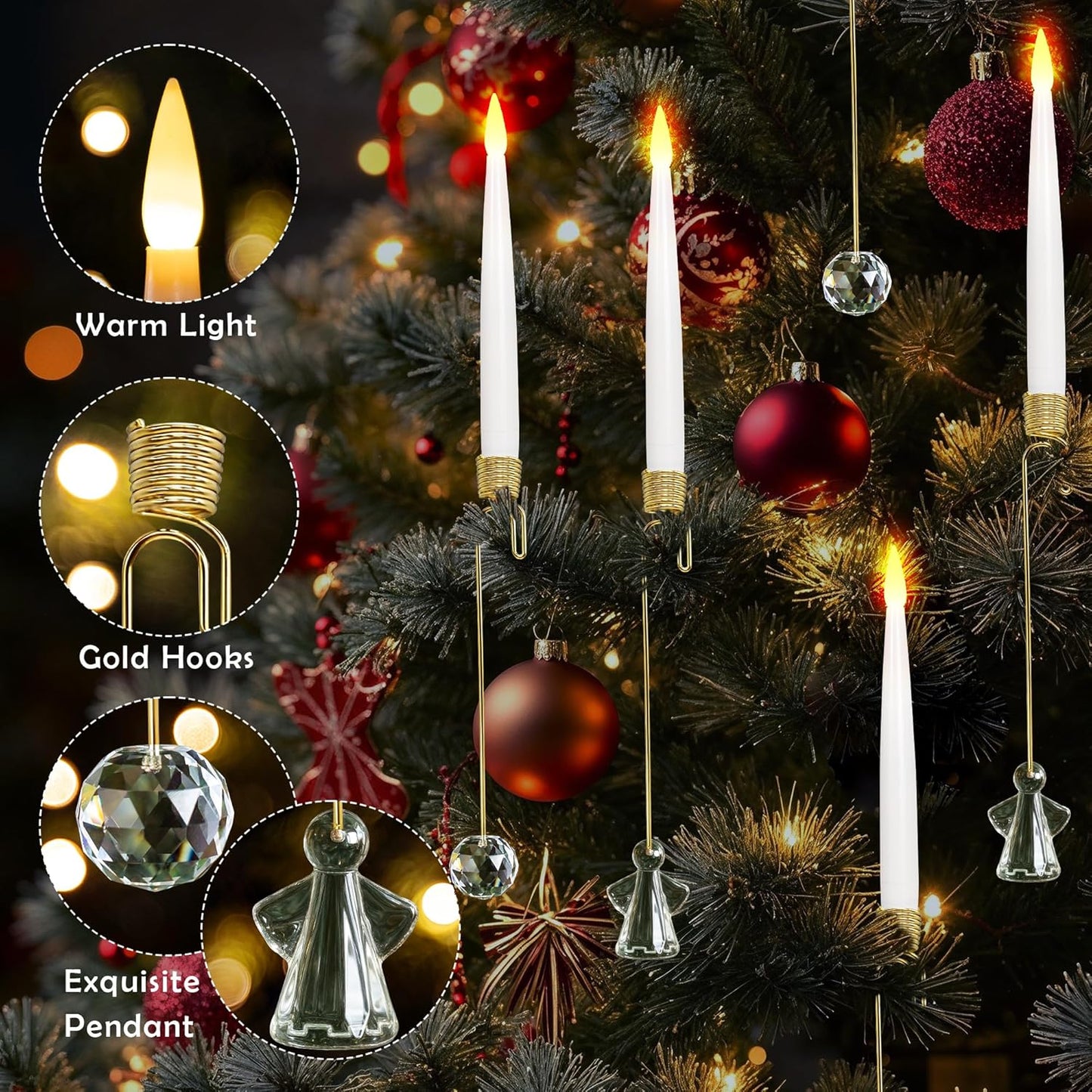 10-Pack Flameless Taper Candles for Christmas Tree Decoration – Battery Operated LED Candles