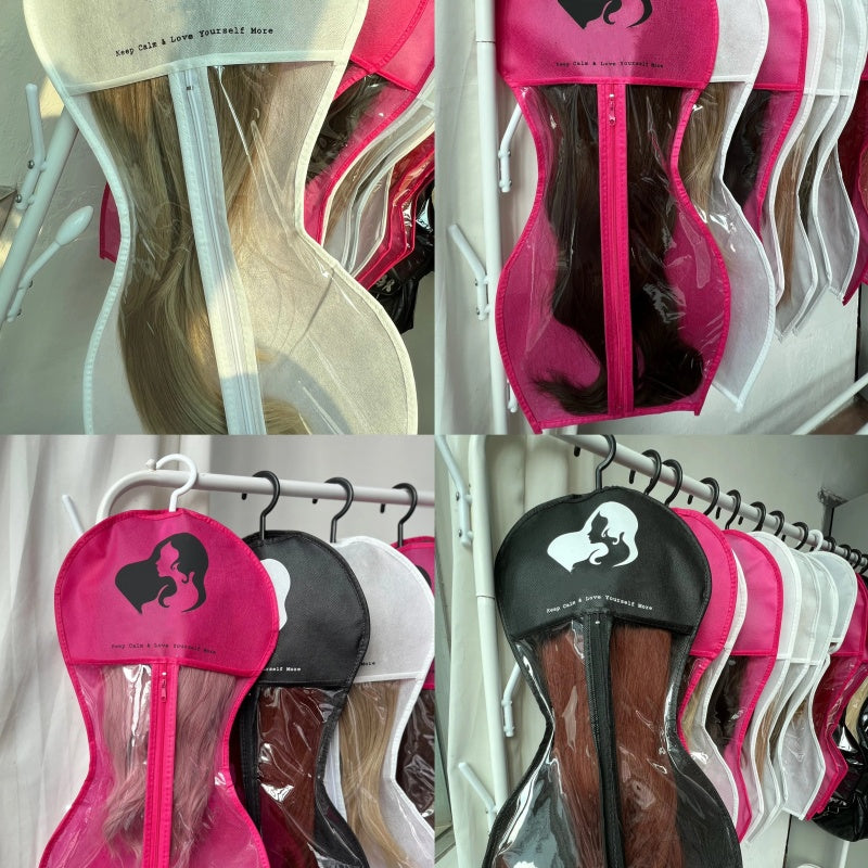 New Hourglass-Shaped Wig Storage Bag with Hook, Dust-Proof, Convenient for Small Spaces