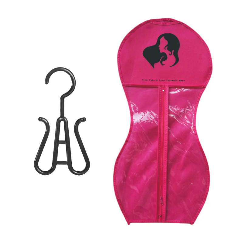 New Hourglass-Shaped Wig Storage Bag with Hook, Dust-Proof, Convenient for Small Spaces